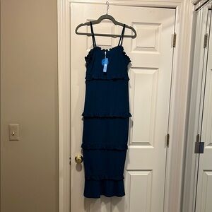 Cupshe Blue Spaghetti Strap Sheath Midi Dress